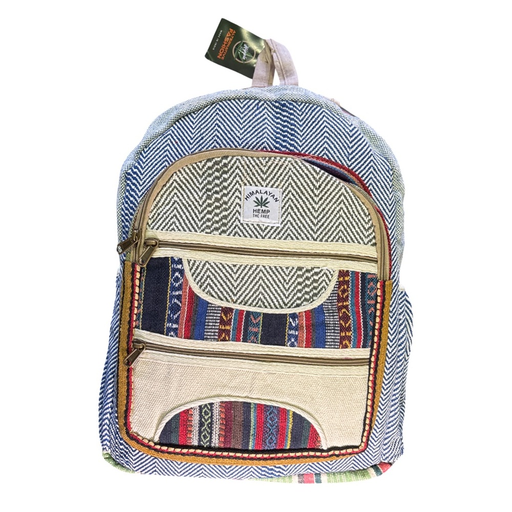 Himalayan Hemp Backpack – Handwoven Boho Patchwork | NWT